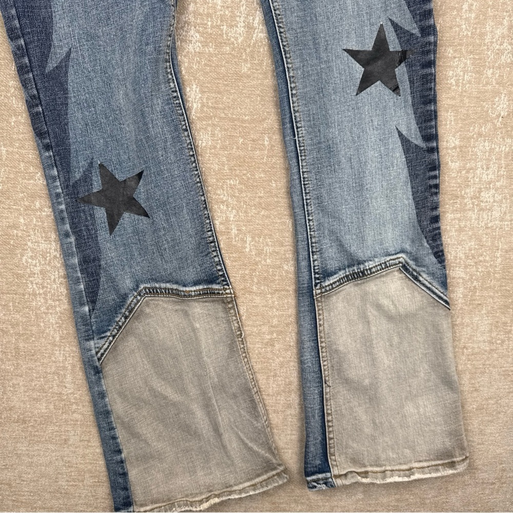 Cooper 9 Blue Wings Denim Size 38 / Blue Jeans with Star Patches - Picture 3 of 13